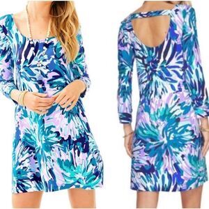 Lilly Pulitzer Emma Serene Blue Big Escapade Off Tropic Flora Tunic Shift Dress